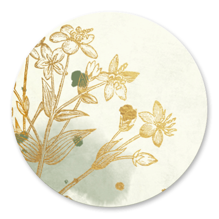 Bloemen goud met waterverf en spetters